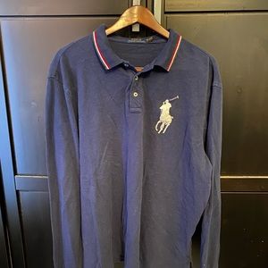 Long Sleeve Big Pony Mesh Polo